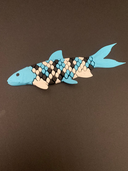 Articulated 3D Printed Koi Fish - Flexible Blue Koi Figurine