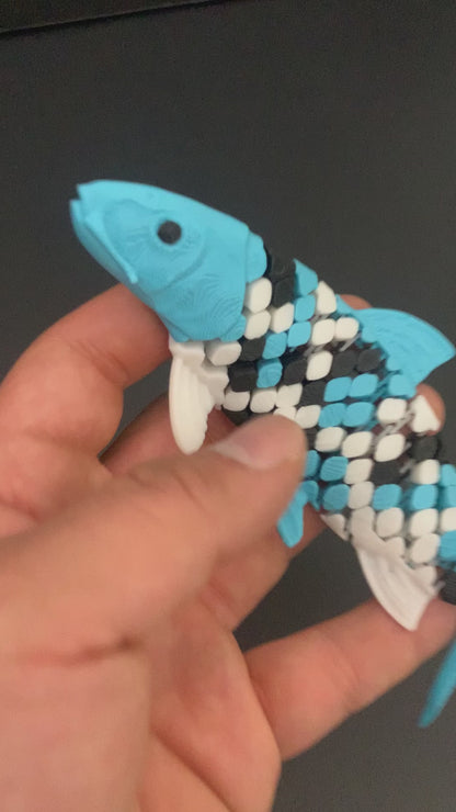Articulated 3D Printed Koi Fish - Flexible Blue Koi Figurine